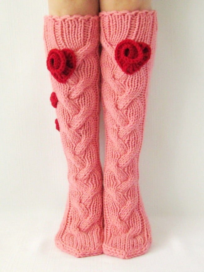 Cute flower knitted twist socks 1