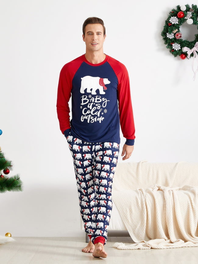 Dads Christmas Polar Bear Print Pajama Set 2