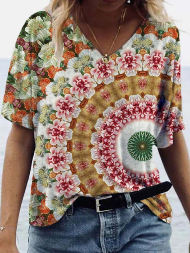 Dream color circle print T shirt 1