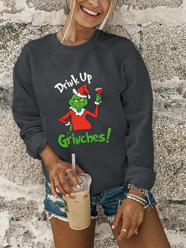 Drink up Grinches Print Long Sleeve Top 0