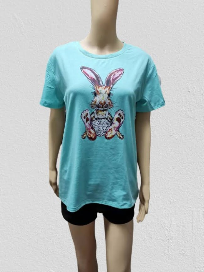 Wholesale Easter Bunny Print Short Sleeve T-Shirt