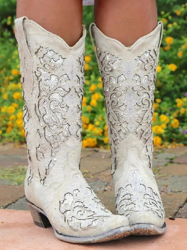 Embroidered hot drill stitching boots