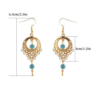 Ethnic Style Hollow Turquoise Drop Earrings
