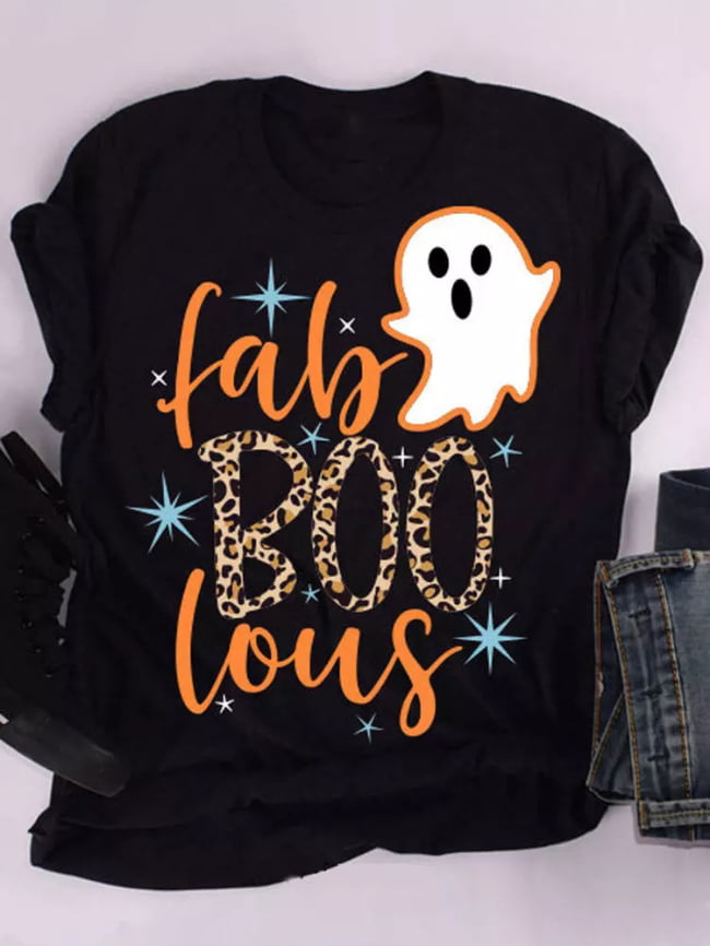 Fab Boo Lous Print Short Sleeve T-Shirt