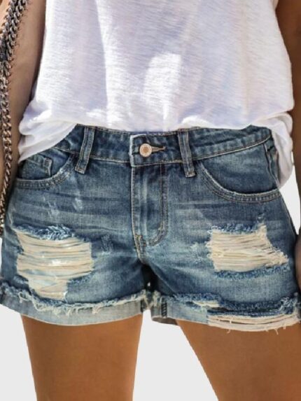 Fashion Denim Ripped Shorts-Wholesale