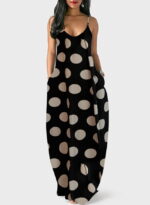 Fashion polka dot print suspender dress