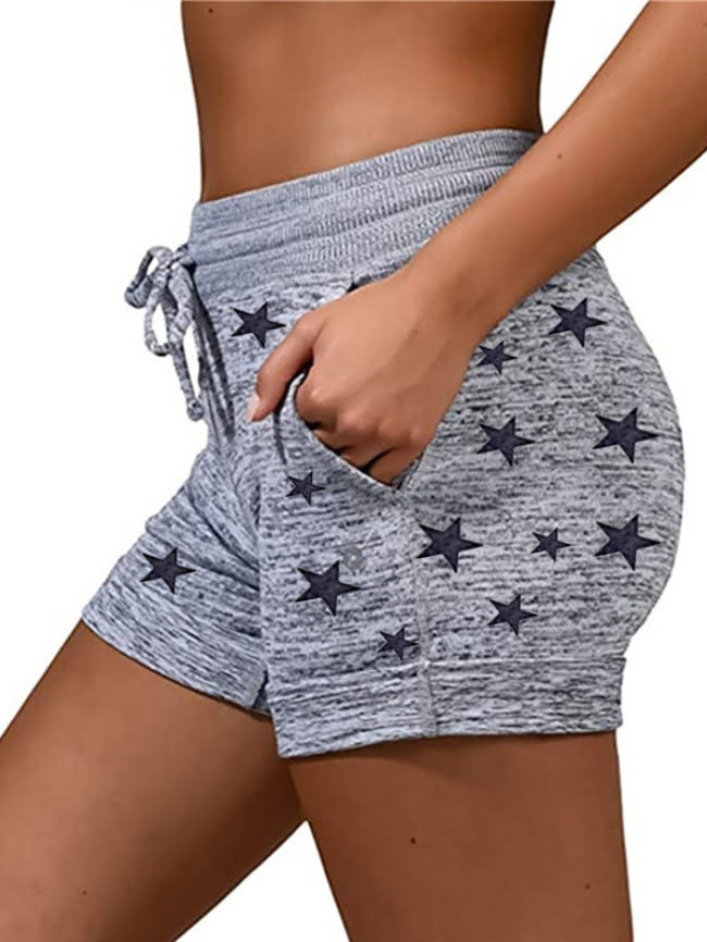 Five pointed star print quick drying stretch casual sports shorts 10