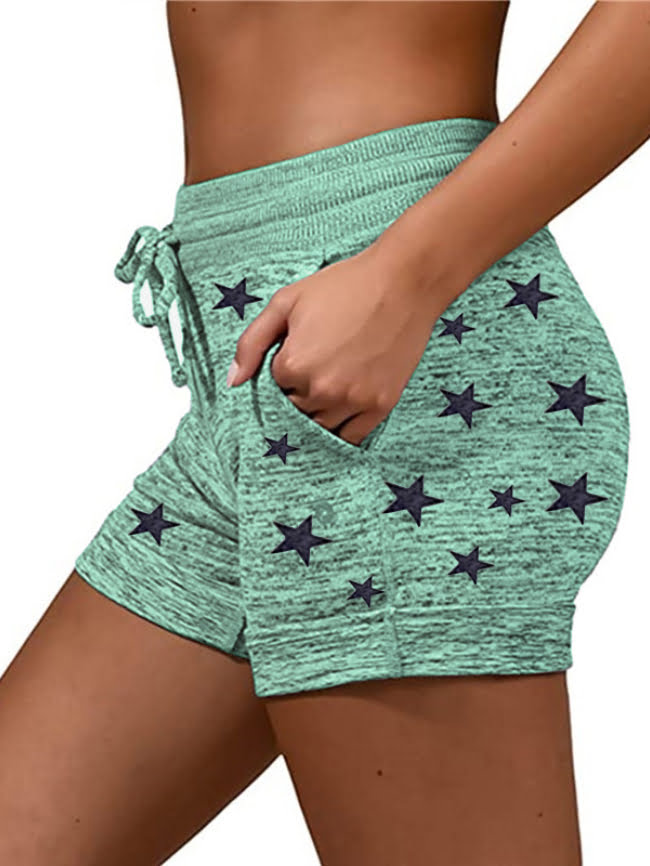Five pointed star print quick drying stretch casual sports shorts 4
