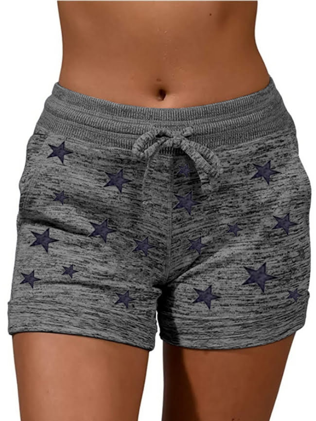 Five pointed star print quick drying stretch casual sports shorts 5