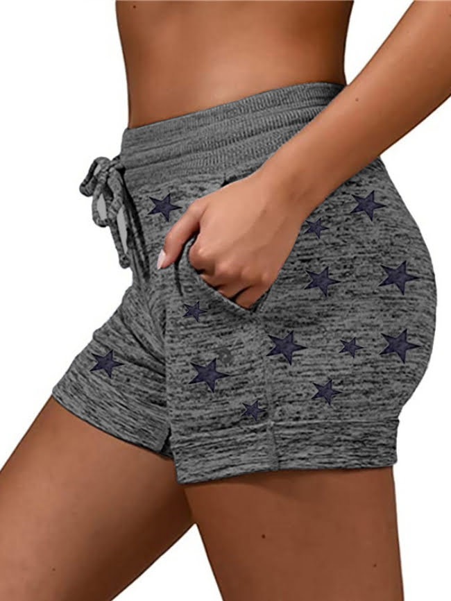 Five pointed star print quick drying stretch casual sports shorts 6