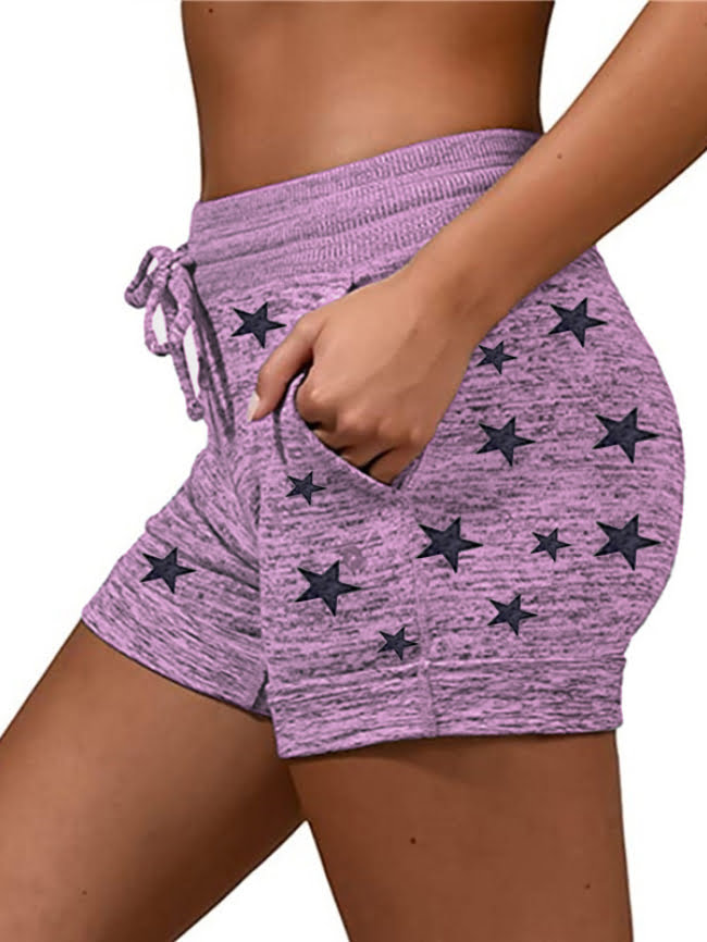 Five pointed star print quick drying stretch casual sports shorts 8