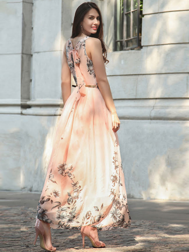 Wholesale Floral halterneck sleeveless dress