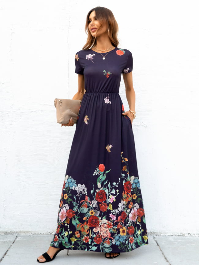 Floral short sleeved maxi dress 10