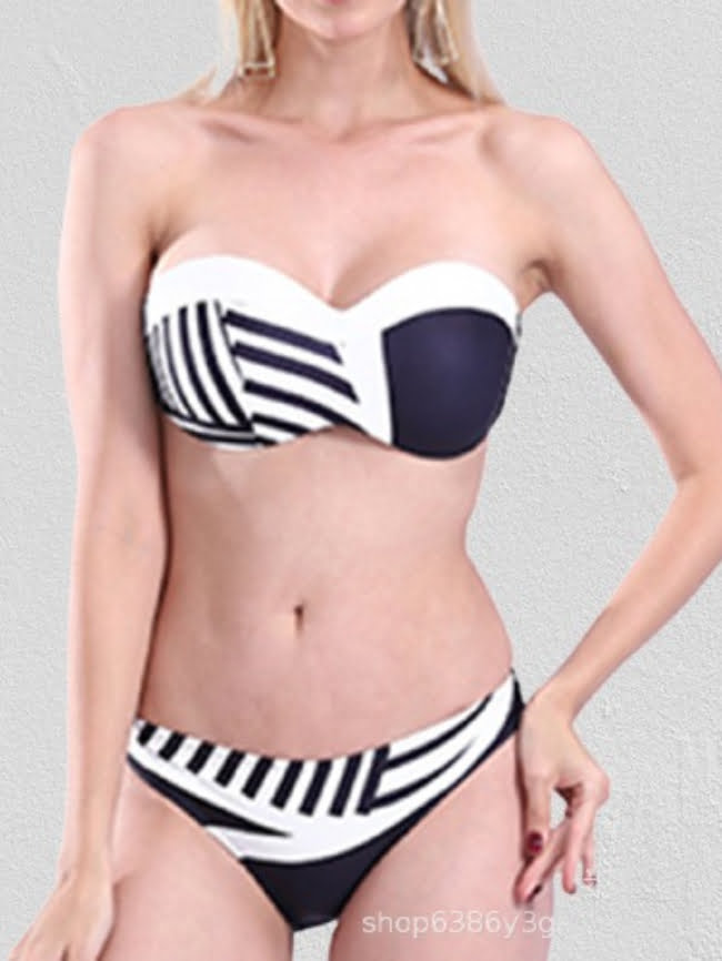 Geo Print Bandeau Bikini Swimsuit 3