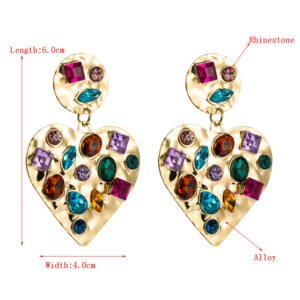 Geometric Colored Rhinestone Earrings