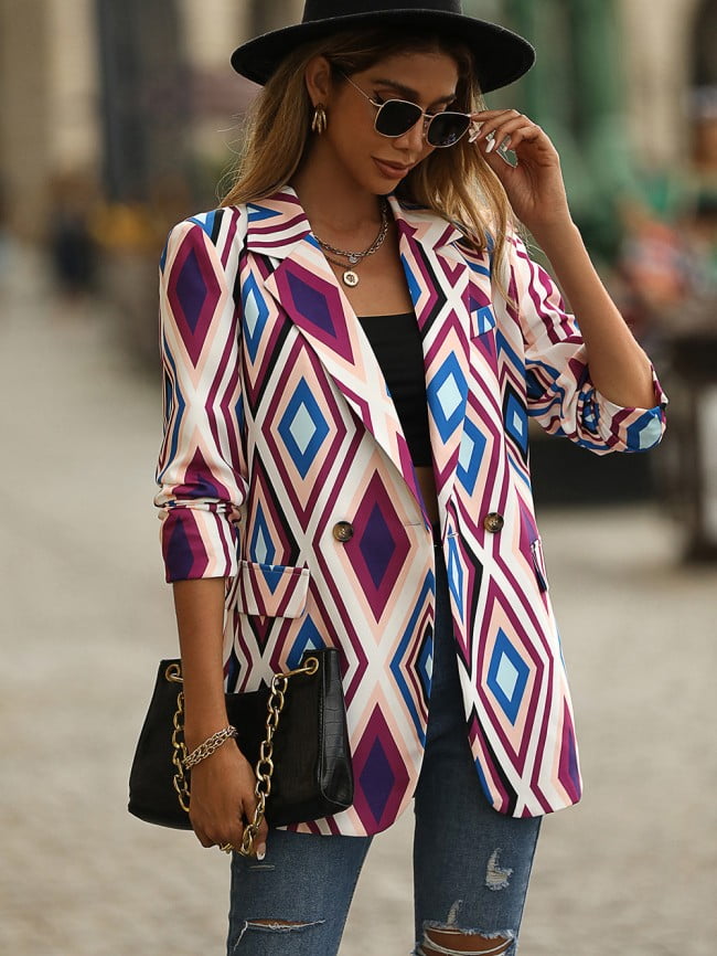 Geometric print elegant blazer