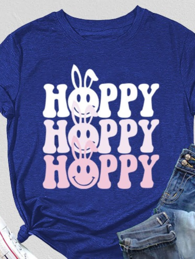 Wholesale HAPPY Print Cute Short Sleeve T-Shirt