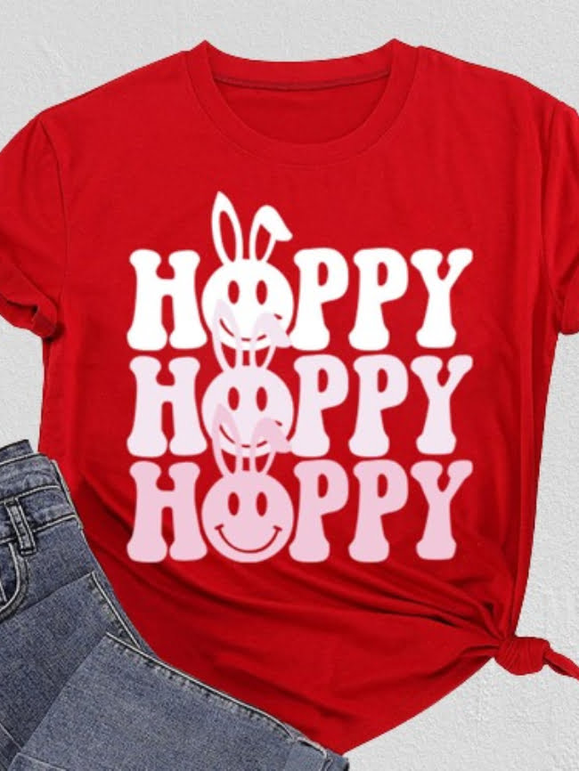 Wholesale HAPPY Print Cute Short Sleeve T-Shirt