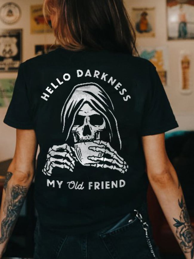 HELLO DARKNESS Back Print T Shirt 2