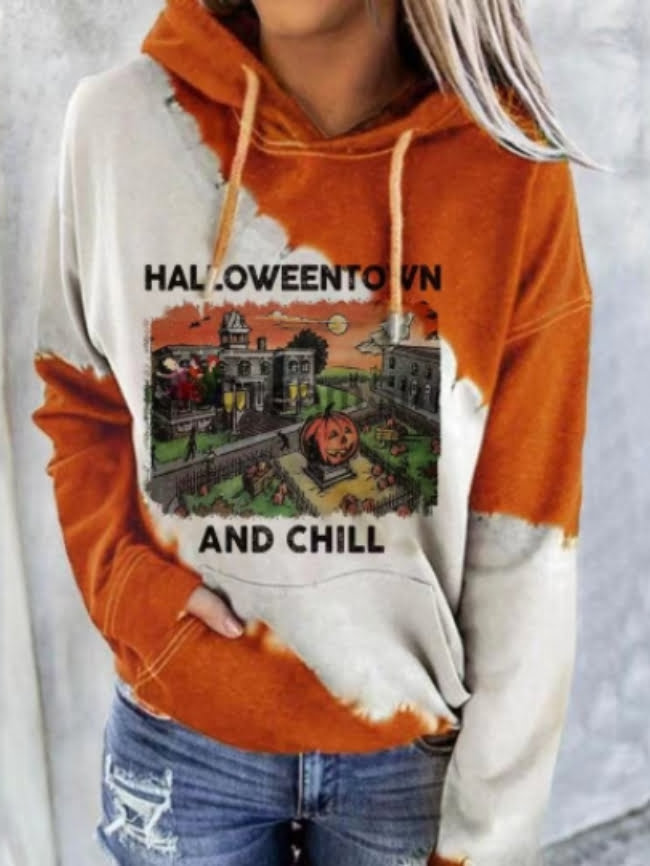 Halloween Pumpkin Printed Pullover Sweatshirt 1