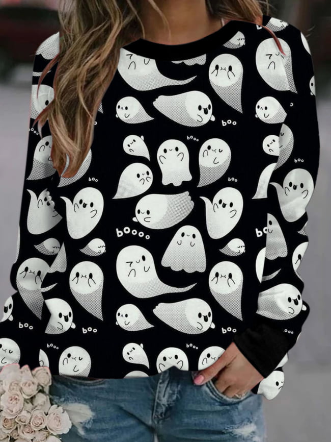 Halloween Skull Print Long sleeved Sweatshirt 1