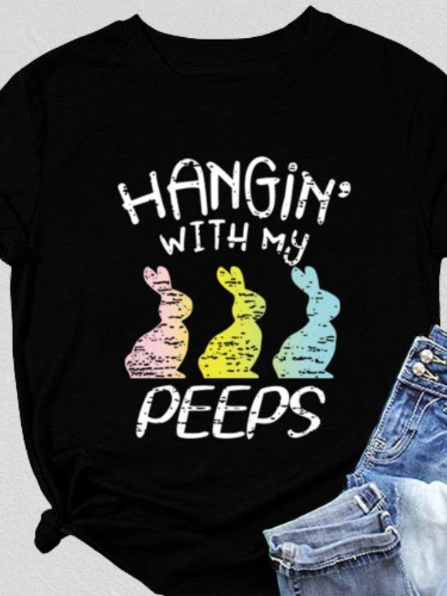 Wholesale Hangin With My Peeps Print T-Shirt