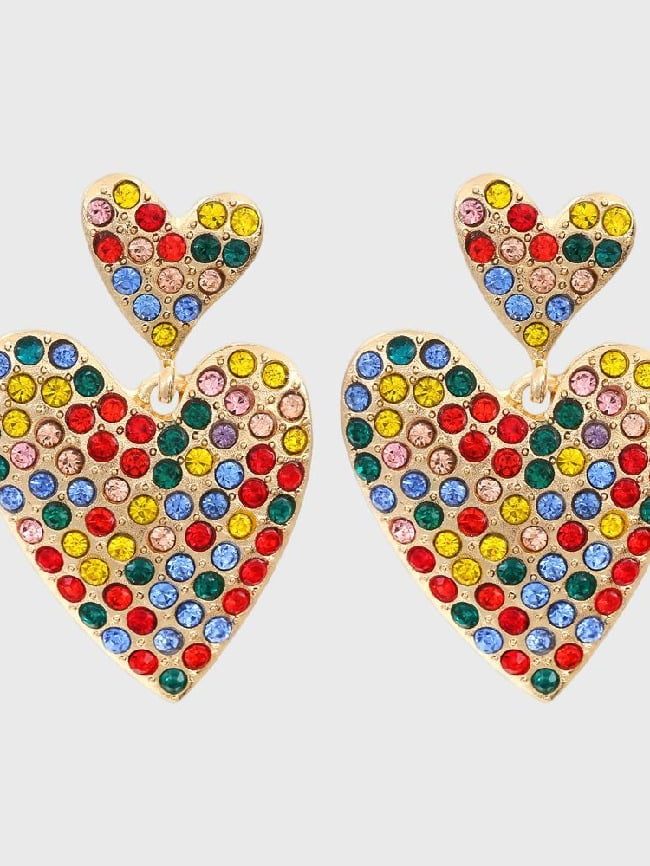 Heart Pattern Colored Diamond Earrings