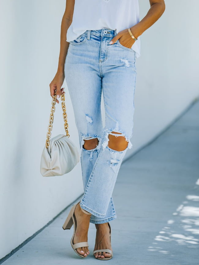 High Rise Distressed Mom Jeans 3