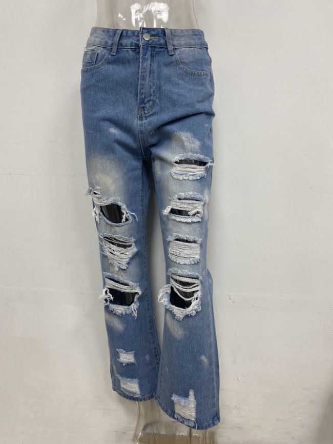 Hole Water wash Distressed jeans