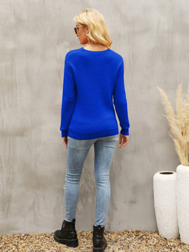 Hollow Colorblock Knitted Sweater 19