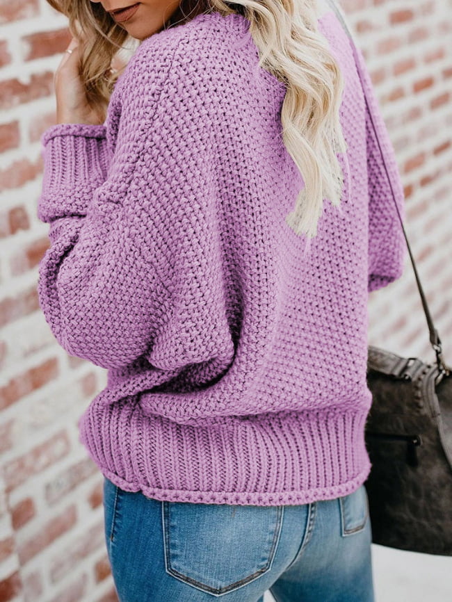 Hollow Knitted V-neck Pullover Sweater