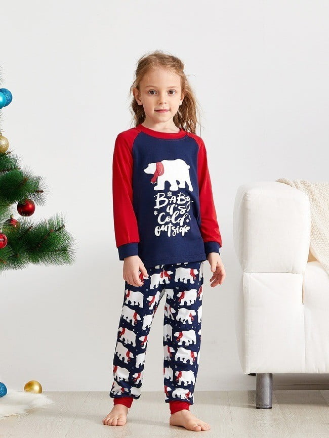 Kid s Christmas Polar Bear Print Pajama Set 3