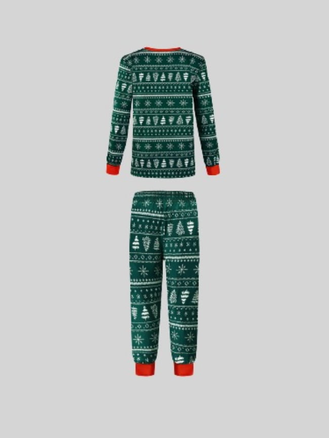 Kids Christmas Tree And Snowflake Print Pajama Set 1