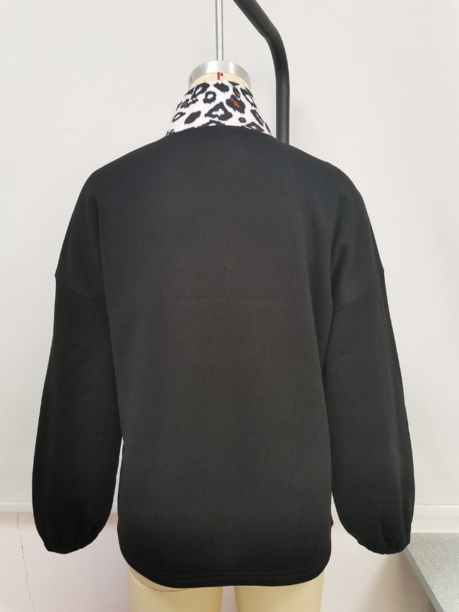 Leopard Lapel Zipper Pullover Coat 8