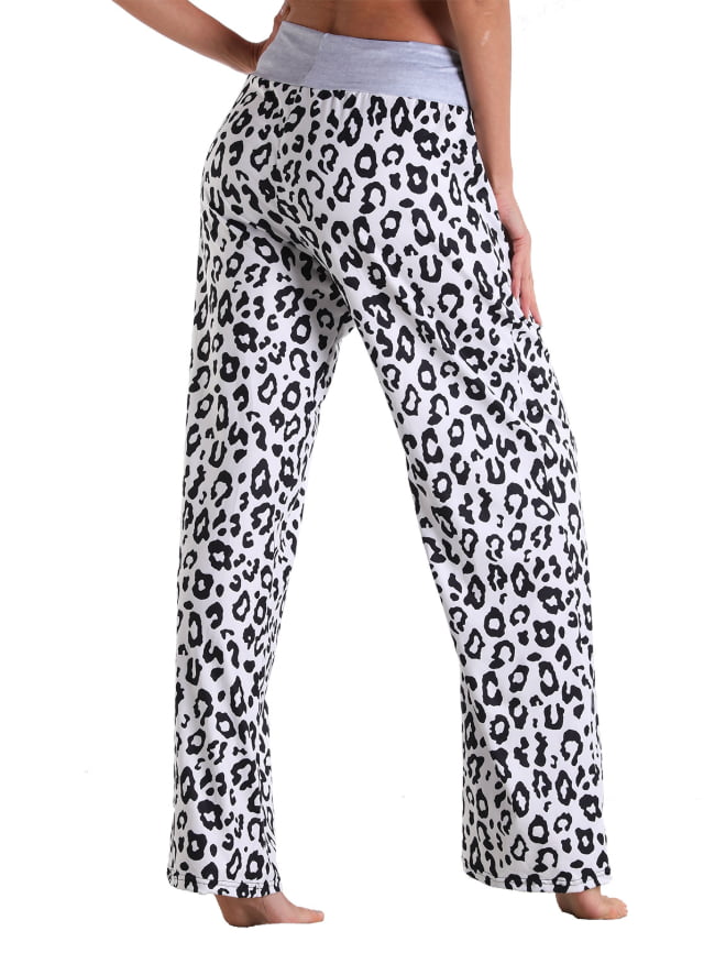 Leopard print mid waist lace up casual home trousers 6