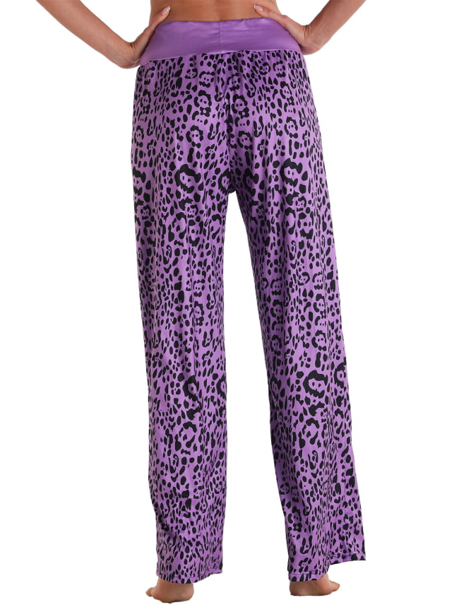 Leopard print mid waist lace up casual home trousers 9