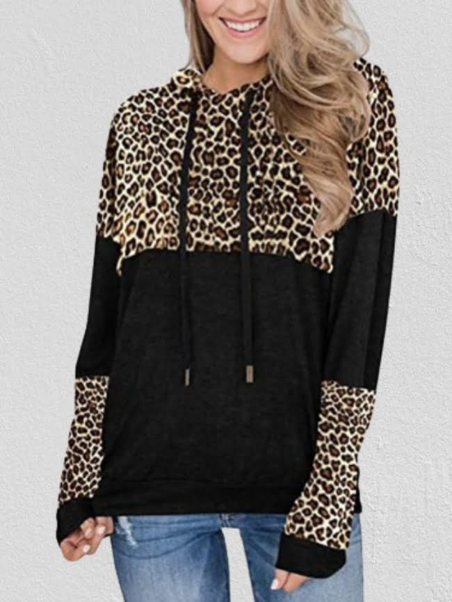 Leopard print panelled hoodie 1