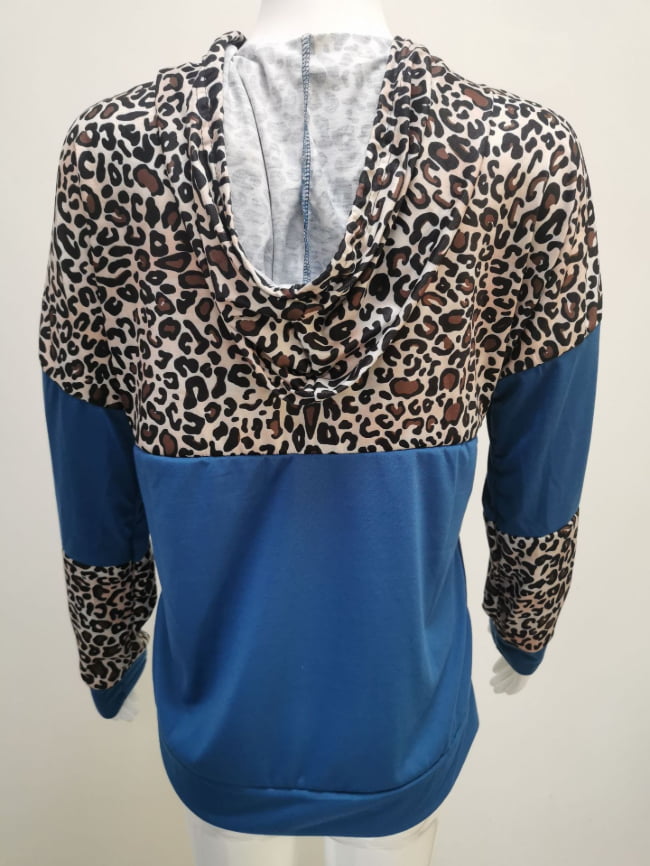 Leopard print panelled hoodie 10