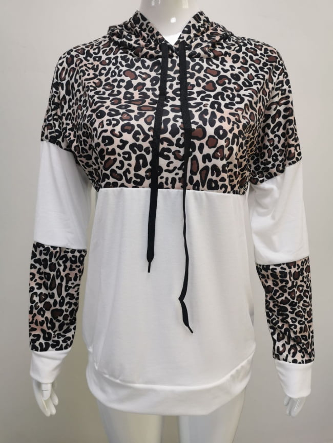 Leopard print panelled hoodie 11