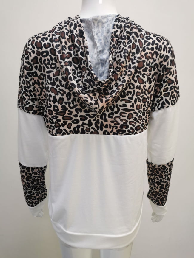Leopard print panelled hoodie 12