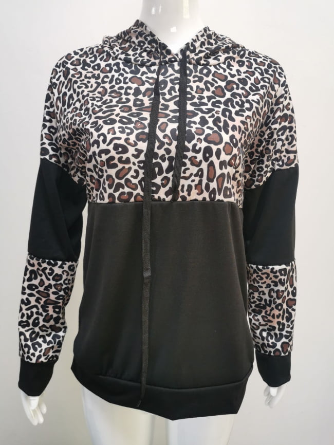 Leopard print panelled hoodie 13