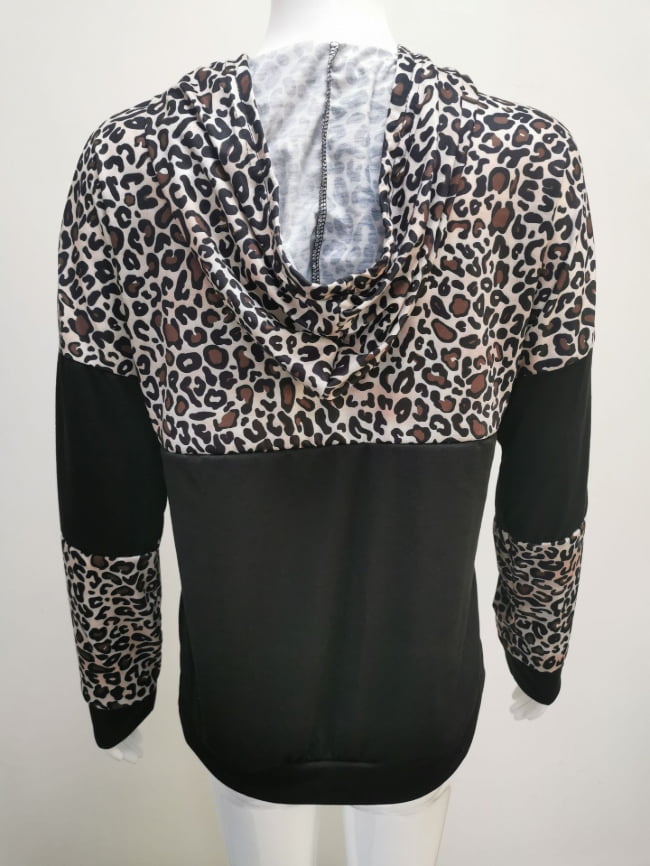 Leopard print panelled hoodie 14