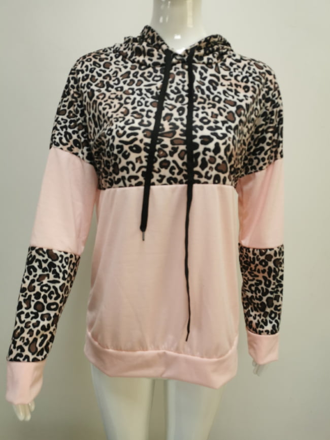 Leopard print panelled hoodie 15