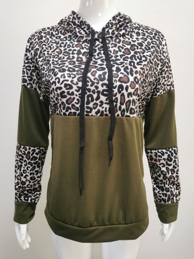 Leopard print panelled hoodie 17