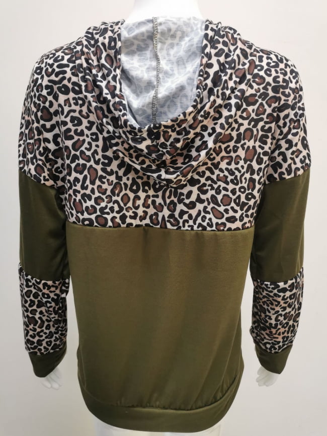 Leopard print panelled hoodie 18