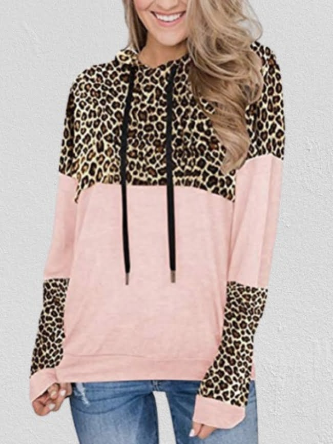Leopard print panelled hoodie 2