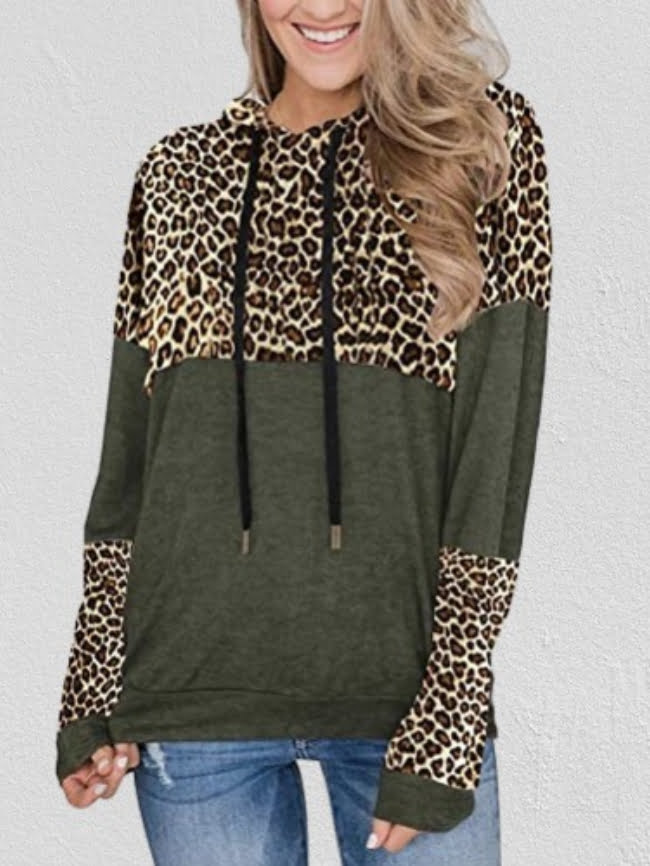 Leopard print panelled hoodie 4