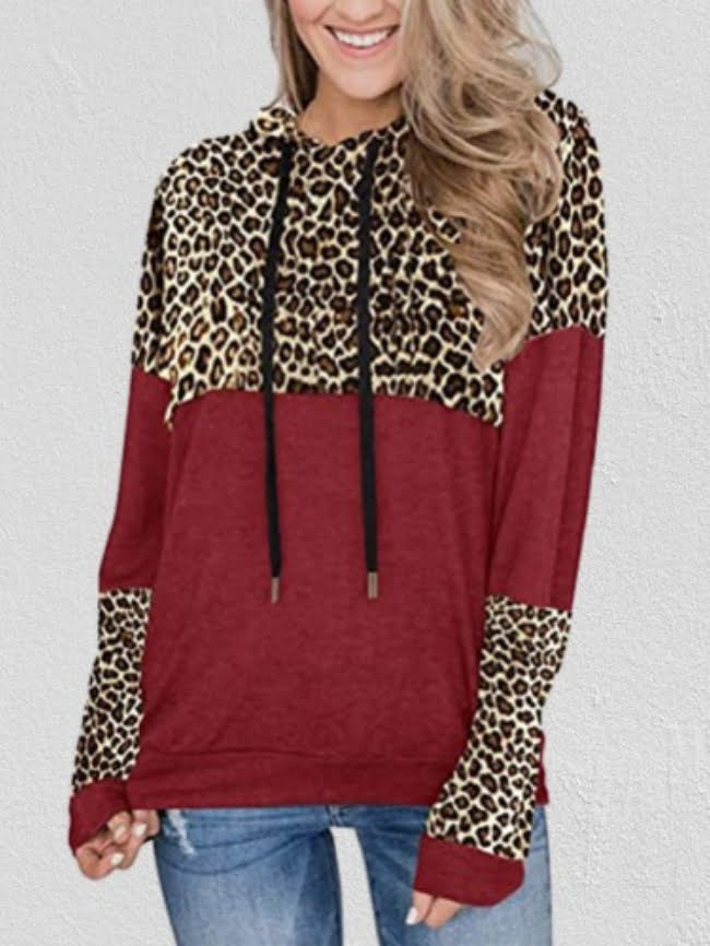 Leopard print panelled hoodie 5