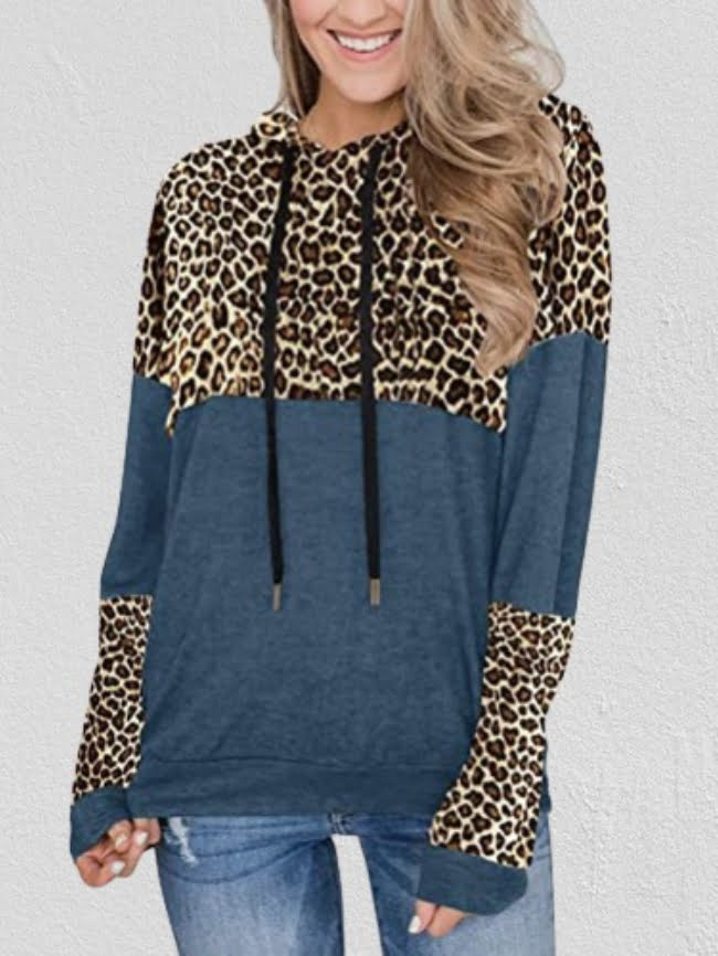 Leopard print panelled hoodie 6