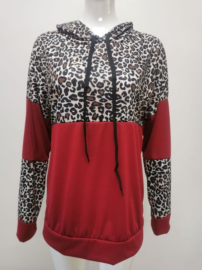 Leopard print panelled hoodie 7